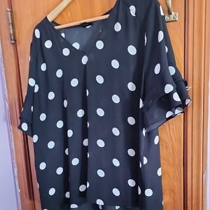 Worthington Black and White Polka Dot Blouse
